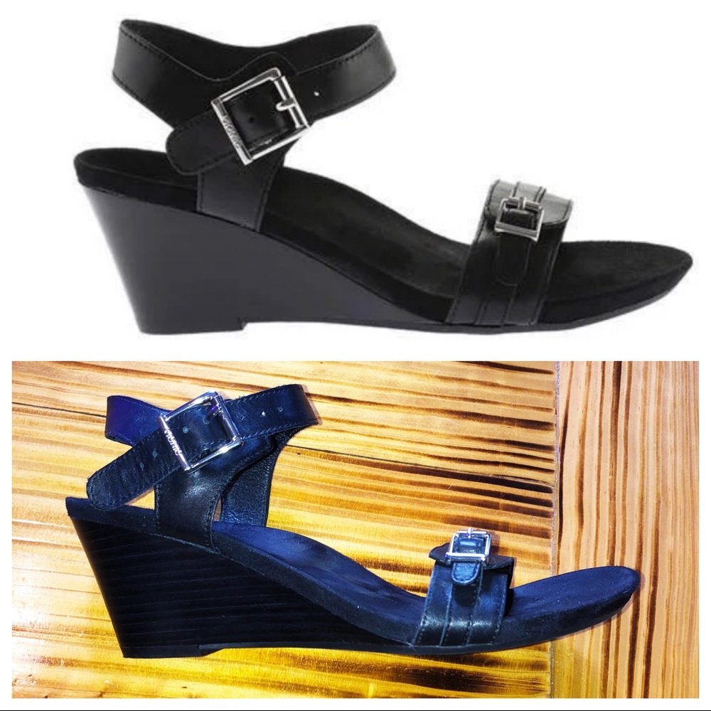 Vionic Noble Laurie black wedge sandal sz 9